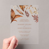 秋素朴テラコッタフローラ結婚ズ アクリル招待状 (インサイチュ (ポータブル))