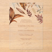秋素朴テラコッタフローラ結婚ズ アクリル招待状 (正面)