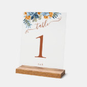 秋素朴テラコッタブルーユーカリ結婚プス アクリルサイン (傾斜)