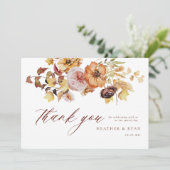 秋素朴テラコッタ結婚のサンキューフラットカード サンキューカード (スタンド正面)