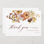秋素朴テラコッタ結婚のサンキューフラットカード サンキューカード (正面/裏面)