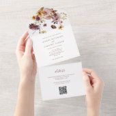 秋素朴テラコッタ結婚フローラのQR オールインワン招待状 (貼ってはがせる)