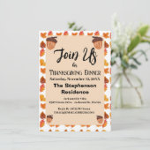 秋素朴テーマ感謝祭ディナーパーティー 招待状 (スタンド正面)