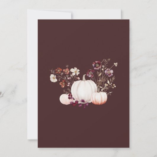 秋素朴トゥーペフローラパンプキン結婚ズ 招待状 (裏面)