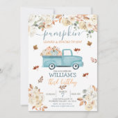 秋素朴トラック生誕日招待状 招待状 (正面)