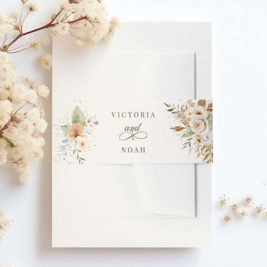 秋素朴バラ植物台本 招待状ベリーバンド