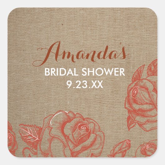 秋素朴バラ スクエアシール (正面)