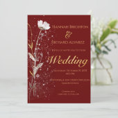 秋素朴バーガンディボヘミアン結婚ワイルドフラワー 招待状 (スタンド正面)