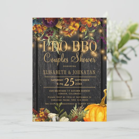 秋素朴バーンウッド私はbbqカップルのシャワーを行う 招待状 (スタンド正面)