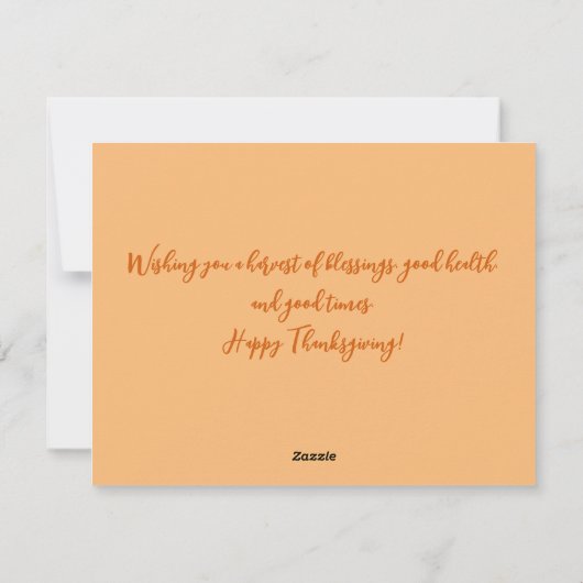 秋素朴パンプキエレガントンフラワー感謝祭 シーズンカード (裏面)