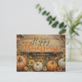 秋素朴パンプキエレガントンフラワー感謝祭 ポストカード (スタンド正面)