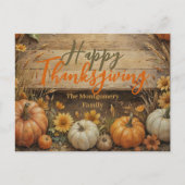 秋素朴パンプキエレガントンフラワー感謝祭 ポストカード (正面)
