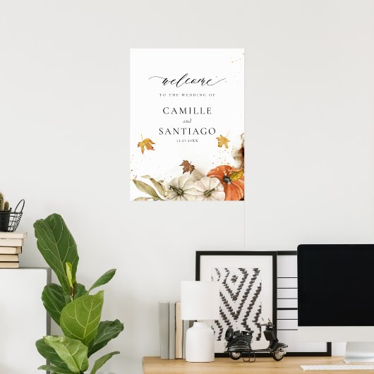 秋素朴パンプキンウェディングレセプションウェルカム ポスター (ホームオフィス)
