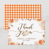 秋素朴パンプキンオンダーフル誕生日ありがとう サンキューカード (正面/裏面)