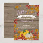 秋素朴パンプキンガールベビーシャワー招待 招待状 (正面/裏面)