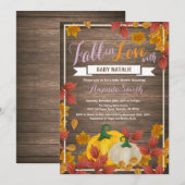 秋素朴パンプキンガールベビーシャワー招待 招待状 (正面/裏面)