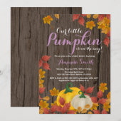 秋素朴パンプキンガールベビーシャワー招待 招待状 (正面/裏面)