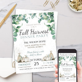秋素朴パンプキングリーナリーディナーパーティー 招待状