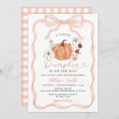秋素朴パンプキンコケットフローラベビーシャワー 招待状 (正面/裏面)