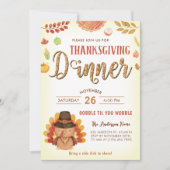 秋素朴パンプキンゴッブルサンクスギビングディナー 招待状 (正面)