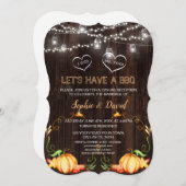 秋素朴パンプキンストリングライツウッドI do BBQ 招待状 (正面/裏面)