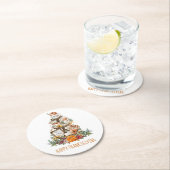 秋素朴パンプキンズハッピーサンクスギビング ラウンドペーパーコースター (インサイチュ)