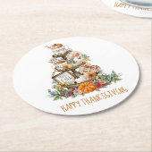 秋素朴パンプキンズハッピーサンクスギビング ラウンドペーパーコースター (アングル)