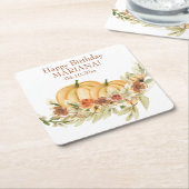 秋素朴パンプキンバースデーパーティーカクテル スクエアペーパーコースター (アングル)