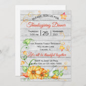 秋素朴パンプキンフローラ感謝祭ディナーI 招待状 (正面/裏面)