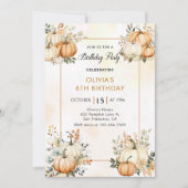 秋素朴パンプキンフローラ誕生日パーティー 招待状 (正面)