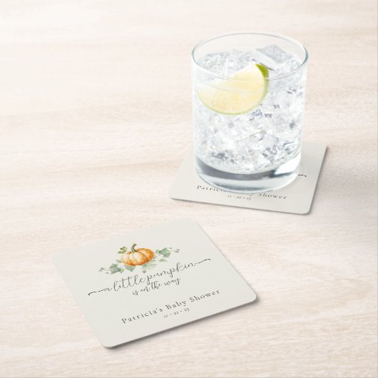秋素朴パンプキンベビーシャワースクエアコースター スクエアペーパーコースター (インサイチュ)