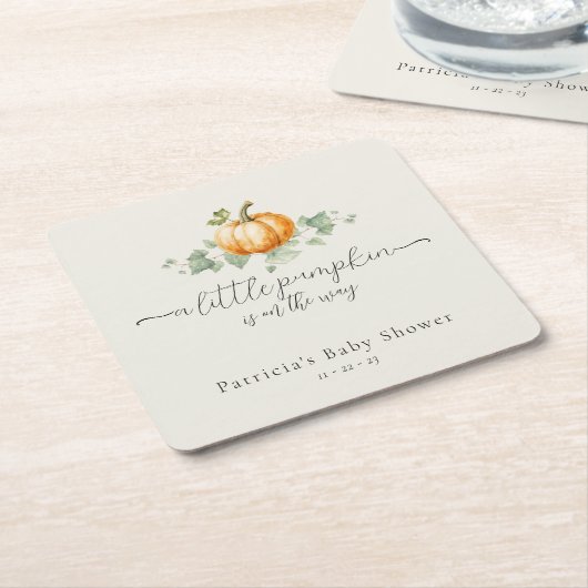 秋素朴パンプキンベビーシャワースクエアコースター スクエアペーパーコースター (アングル)