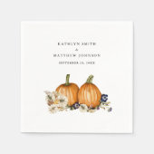 秋素朴パンプキンボタニカルオータム結婚ズ スタンダードカクテルナプキン (正面)