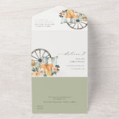 秋素朴パンプキンリーフィーフローラホイール結婚ズ オールインワン招待状 (外側)