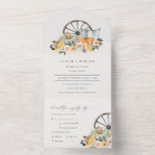 秋素朴パンプキンリーフィーフローラホイール結婚ズ オールインワン招待状 (内側)