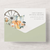 秋素朴パンプキンリーフィーフローラホイール結婚ズ オールインワン招待状 (裏面)