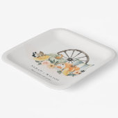 秋素朴パンプキンリーフィーフローラホイール結婚ズ ペーパープレート (傾斜あり)