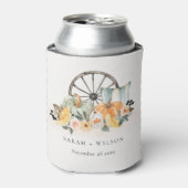 秋素朴パンプキンリーフィーフローラホイール結婚ズ 缶クーラー (缶正面)