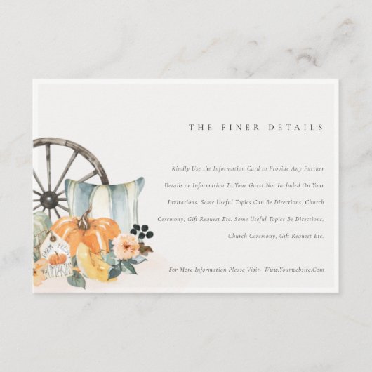 秋素朴パンプキンリーフィー結婚フローラの詳細 エンクロージャーカード (正面)