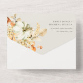 秋素朴パンプキンリーフェイフローラアー結婚チ オールインワン招待状 (裏面)