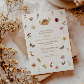 秋素朴パンプキンワイルドフラワー引っ越し祝いパーティー招待状 シーズンカード