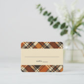 秋素朴ビーズバーンドオレンジプレイドプリント秋 プレイスカード (スタンド正面)