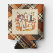 秋素朴ビーズバーンドオレンジプレイドプリント秋 缶クーラー (正面)