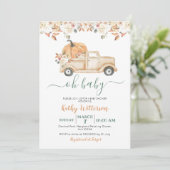秋素朴ピーチパンプキントラックベビーシャワー 招待状 (スタンド正面)
