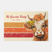 秋素朴ファームハウスファミリーハイランドカウドアマット ドアマット (正面)