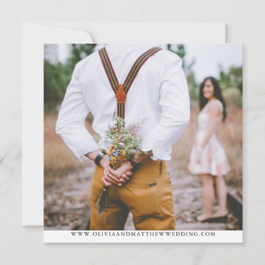 秋素朴フォトウッドスライスBoho日付を保存 セーブザデート (裏面)