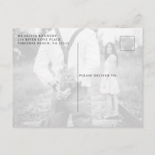 秋素朴フォトウッドスライスBoho日付を保存 案内ポストカード (裏面)