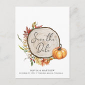 秋素朴フォトウッドスライスBoho日付を保存 案内ポストカード (正面)