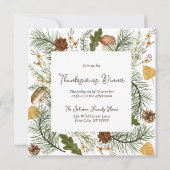 秋素朴フォレスト感謝祭ディナー 招待状 (正面)