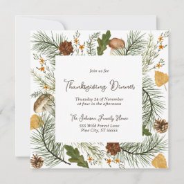 秋素朴フォレスト感謝祭ディナー 招待状